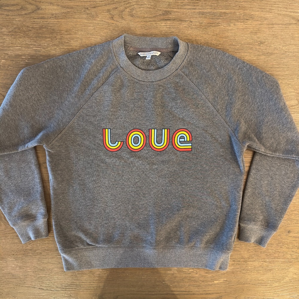 Rebecca Minkoff Designer Love Sweatshirt-Gray Crewneck-Women's Size Small